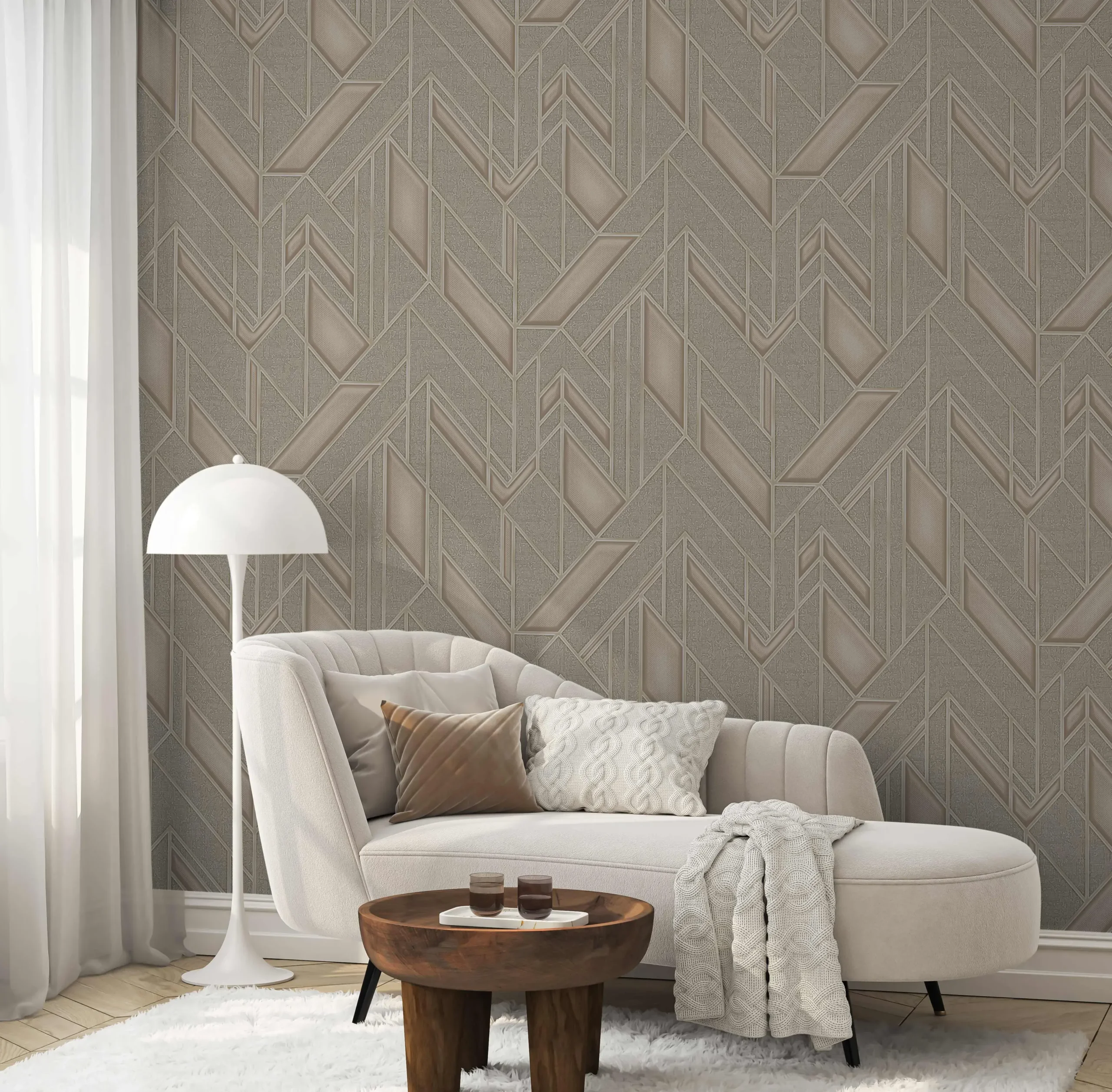 Beige Embossed Wallpaper – Understated Shimmer (24113-4)